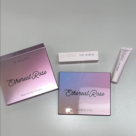 ethereal rose & eleman beauty Other - Ethereal Rose Face and Eye Palette - light medium / lip scrub NIB Bundle